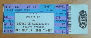 Alan Thompson's Celtic vs Chivas of Guadalajara Matchworn Shirt - Matching Ticket